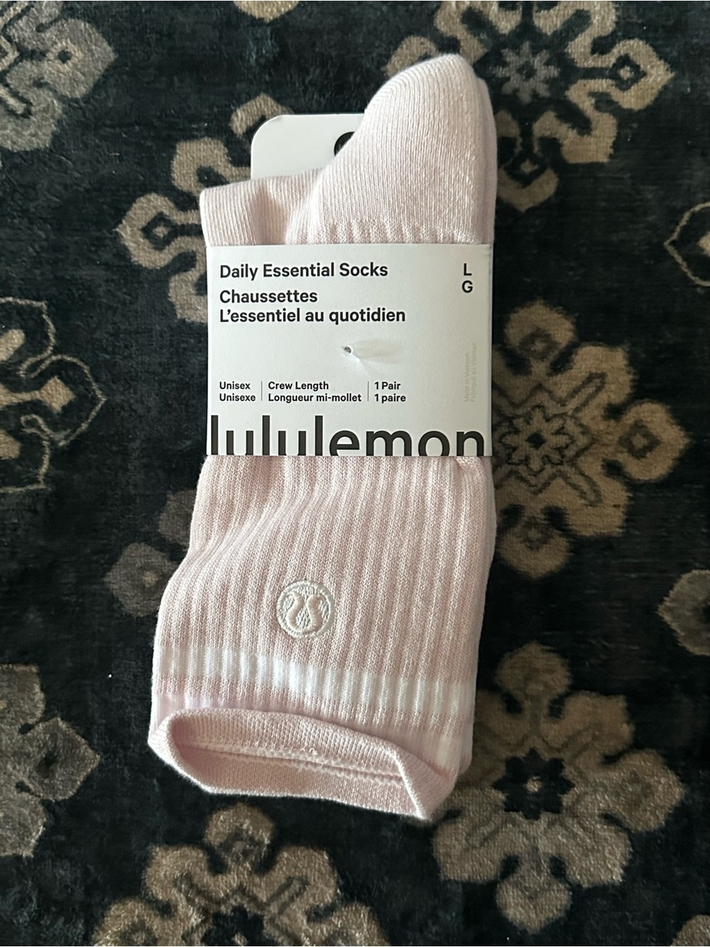 lululemon Daily Essential Crew Socks - Light Pink (Large)